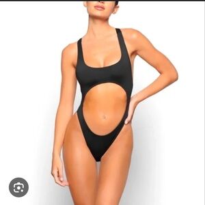 SKIMS Black Cutout Monokini One-Piece Swim
